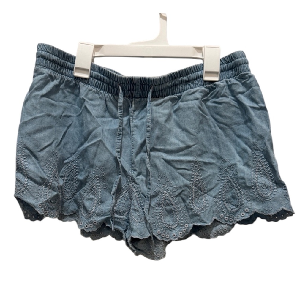 GAP Light Blue Embroidered Drawstring Waist Women's Shorts size Medium